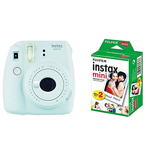 Fujifilm - Instax Mini 9 - Pack d'Appareil photo instantané avec 1 Film Monopack - Blanc & Fujifilm - Twin Films pour Instax Mini - 86 x 54 mm - Pack 2 x 10 Films