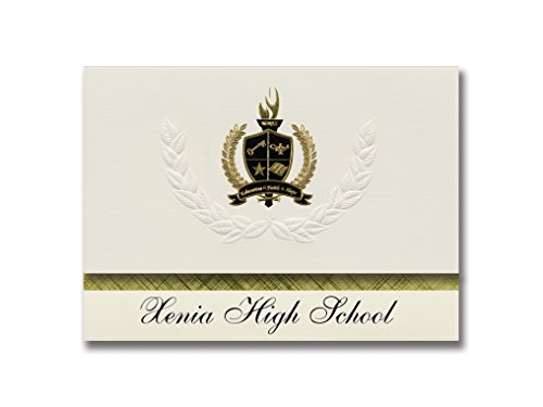 Signature Announcements Xenia High School (Xenia, OH) Graduation Announcements, Presidential style, Basic package of 25 with Gold & Black Metallic Foil seal