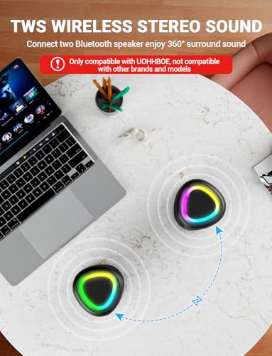UOHHBOE Portable Bluetooth Speaker with 20W Loud Stereo Sound, BT5.4 Mini Super-Portable Speaker with 3 Modes RGB Lights, 24H Playtime, TWS Pairing, Outdoor Speaker for Party/Beach/Travel/Gifts
