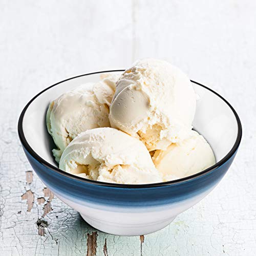 MARSTRACE White Blue Bone China Dessert Bowls Set of 4, 4.8 Inch Ceramic Bowls for Rice, Cereal, Snacks, Appetizer, Ice Cream, Fruit, Microwave Dishwasher Safe