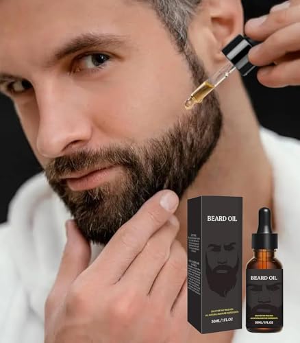 Beard Oil, Pure Natural Beard Growth Oil Moisturizing Softener, Beard Growth Products for Patchy, Father's Day, Perfect Gifts for Men Husband Boyfriend Dad, with Green Tea Scent (30 ml)