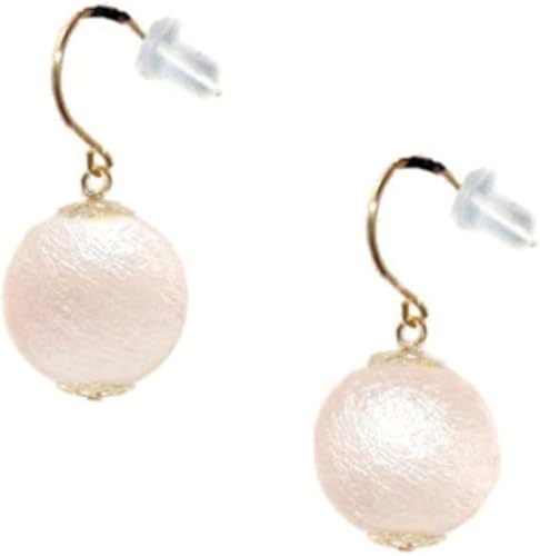 Amazon ピアス K18 コットンパール 16mm ロング 大きい ゴールド カワイイ Yg18k 18k １８金 軽い 大振り コットンパールピアス ピアス 通販