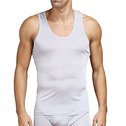 Buy Pure Silk Knit Mens Tank Top Solid US S M L[USM,Gray] Online at