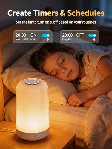 Smart Bedside Touch Table Lamp, App Control & Color Changing, Rechargeable Cordless LED Night Light, 3600mAh Battery, RGB Dimmable for Kids Bedroom, Nursery, Living Room, Desk, Ramadan Decor Gift