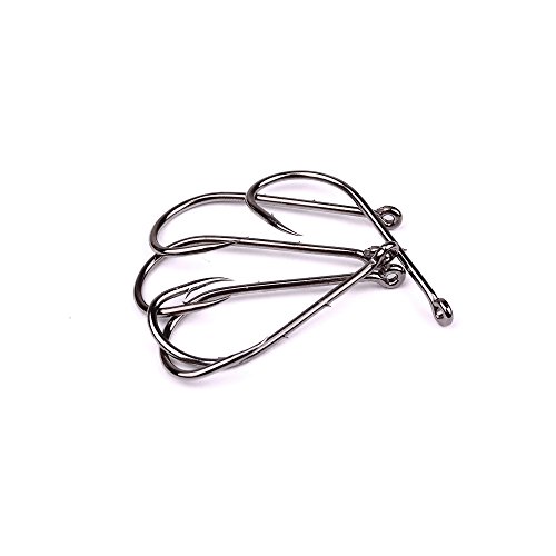 Proberos 200pcs Fishing Hooks Baitholder Octpus Jig Circle Hook Saltwater Freshwater Multiple Size 6# to 6/0# Black Jigging Hooks Whopper Pack(3)