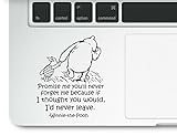 Winnie The Pooh Promise me You Will Never Forget me Motivational Life Love Quote Clear Vinyl Printed Decal Sticker for Laptop MacBook, Compatible with All MacBook Retina, Pro and Air Models Trackpad