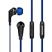 Naztech [NoiseHush Technology] NX80 Stereo 3.5mm High Fidelity Sound Earphones. Tangle-free Cable, In-line Noise-isolating Microphone & Control Button to Switch between Music & Calls (Blue/Black).