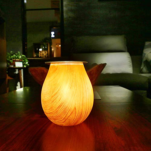 COOSA Wood Grain Pattern Glass Candle Warmers Wax Warmers Electric Incense Oil Fragrance Warmer Night Light Aroma Decorative Lamp for Gifts & Decor for Suit for Home Office Bedroom Living Room