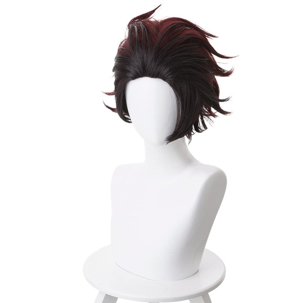 OSIAS Kamado Tanjirou Cosplay Wig for Man and Boys
