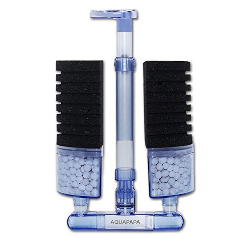 Aquapapa Multi Layer Filter Media Biochemical Corner Dual Sponge Filters with Extendable Air Flow Outlet for Betta Fry Aquarium Fish Tank Up to 50 Gallon (1-Pack)