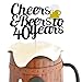 40 Birthday Cake Topper,Cheers & Beers to 40 Years Cake Topper,40th Birthday Wedding Anniversary Party Supplies Glitter Decorations 1 Set