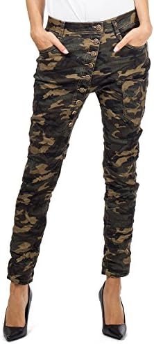 Camo Military Camouflage Slim Drop Button Crotch Jeans - Dark Green (6)