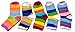 Searchself Little Girls' Cotton Rainbow Striped Crew Socks (Pack of 5)