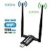 Wireless USB WiFi Adapter, Techkey 1000Mbps Dual Band 2.4GHz/300Mbps 5GHz/867Mbps High Gain Dual 5dBi Antennas Network WiFi USB 3.0 for Desktop Laptop with Windows 10/8/7/XP