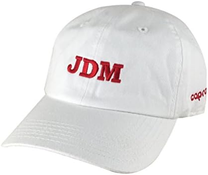 CapRobotJDM Street Racing Hat Adjustable Unstructured Dad Cap - White Red