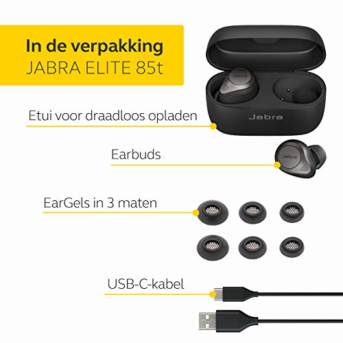Jabra Elite 85t Draadloze oordopjes - Jabra Advanced Active Noise Cancellation met snelle laadfunctie en lange… - Afbeelding 3
