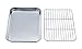TeamFar 18/8 Stainless Steel Toaster Oven Tray Pan and Rack Set, Compact Size 7’’x9’’x1’’, Non Toxic & Healthy, Heavy Duty & Easy Clean, Dishwasher Safe