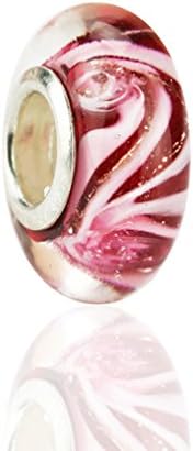 Pretty321 Pteris Curve Striped Glass Bead Charm Fit Silver 925 Major Bracelet