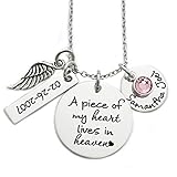 A Piece of My Heart Lives In Heaven Memorial Necklace - Engraved Personalized Jewelry - 1116