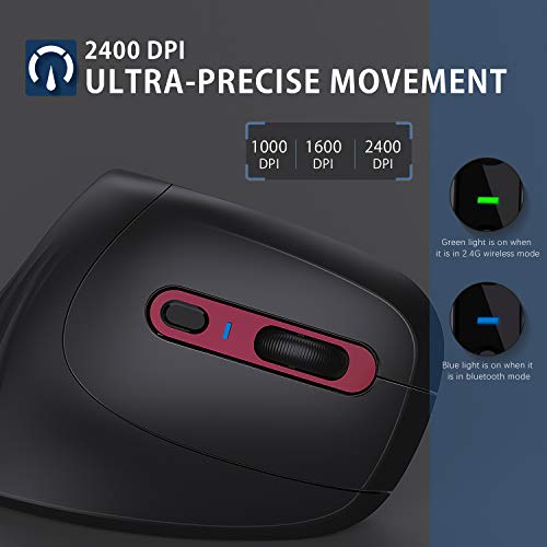 Bluetooth Ergonomic Mouse, Jelly Comb Advanced Vertical Wireless