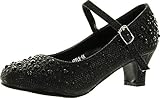 Apple Kids Sparkling Mary Jane Rhinestone Glitter Formal Dress Low Heel Pumps