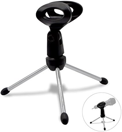 Tripod Microphone Stand, eBerry Foldable Desktop Microphone Tripod Stand Holder Bracket with Mic Clip for Podcasts, Online Chat, Conferences, Lectures, and More
