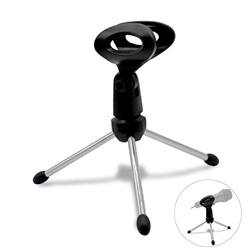 Tripod Microphone Stand, eBerry Foldable Desktop Microphone Tripod Stand Holder Bracket with Mic Clip for Podcasts, Online Chat, Conferences, Lectures, and More