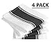 COTTON CRAFT - 4 Pack Wrinkle Resistant Superior Finish - 100% Pure Cotton - Twill Stripe - Kitchen Towels 20x28 - Charcoal - Easy Care Machine Wash