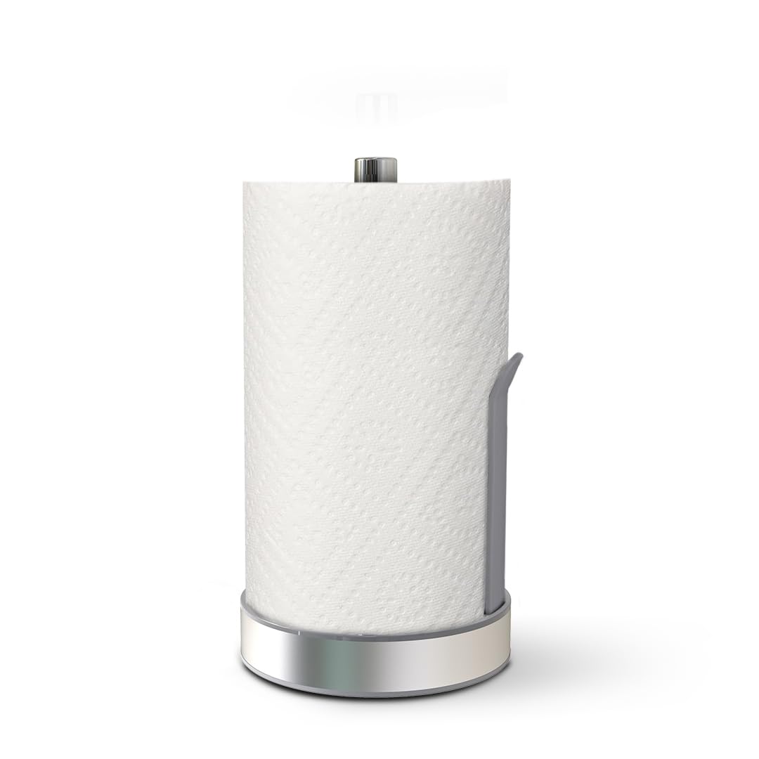 Casa & Casa Pacific Kitchen Towel Holder – Grey, Free Standing Paper Holder, Chrome Finished, Crafted for Modern Kitchen & Dining Table, Pack of 1, Kitchen Accessory, Sturdy & Durable Design, Compact
