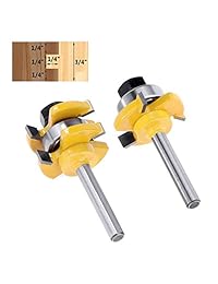 Bestgle - Juego de brocas para lengua y ranura (3 4 pulgadas, 3 dientes en forma de T, 1   3 8 pulgadas de diámetro, cortador de madera para trabajos de carpintería