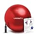 Exercise Ball (Multiple Sizes) for Fitness, Stability, Balance & Yoga - Workout Guide & Quick Pump Included - Anit Burst Professional Quality Design (Red, 55CM)