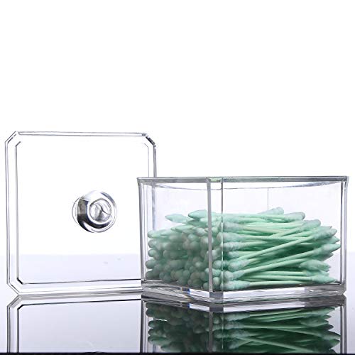 CONHENCI Square Acrylic Cotton Ball Holder Qtip Holder Bathroom Swab