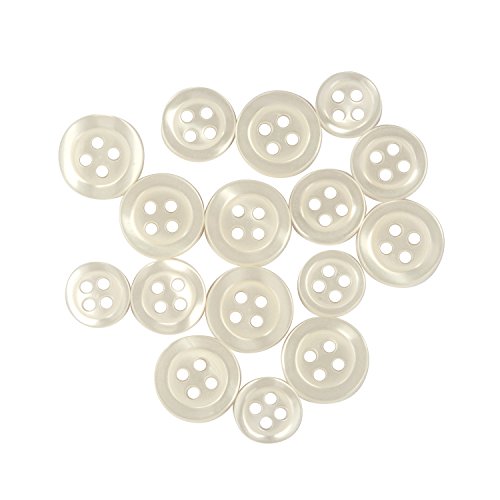 ButtonMode BU1/3/2CL Standard Shirt Buttons Full Set, White, 9mm, 10mm and 12mm (0.35, 0.39 and 0.47 Inch) 16-Buttons (8 Front, 4 Sleeve, 4 Collar) - Thumbnail 3