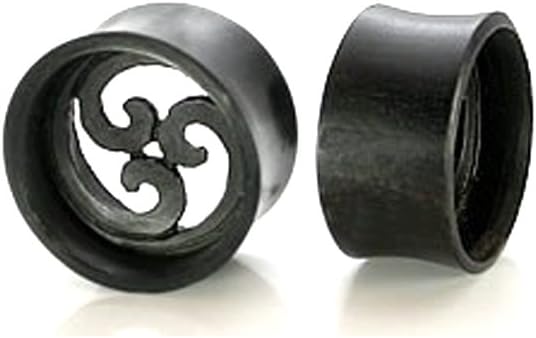 Elementals Organics Ebony Wood Plug for Ear – Hollow Earlet Gauge with Japrin Cut-Out Design