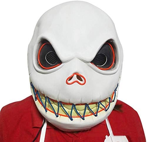 Halloween Skeleton Mask Cosplay LED Glow Scary EL Wire Glowing Grin Masks for Festival Parties Costume Bar Dance One Size Fits All