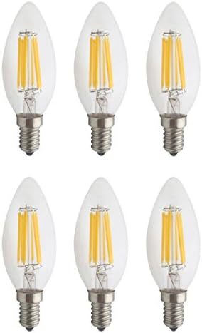 JCKing (Pack of 6) AC 110V-130V 6W E14 Dimmable LED Filament Bulbs Candle tip LED Light Bulb, LED Vintage Antique Chandelier Light Warm White 2700K