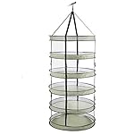 iPower GLDRYRD3L6 3" Thickest Best Quantity Steel Rings Foldable Heavy Duty Hanging Dryer Rack,3Feet Diameter 6 Layer Collapsible Mesh Hydroponic Drying Rack Net w/ Clips&Storage Carrying Bag