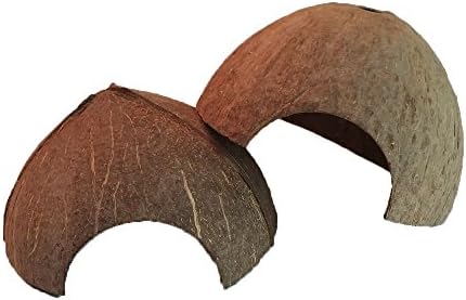 HEHEN Natural Habitat Made from Coconut Shells for Reptile/Fish/Gecko/Insec/Spiders/Hermit Crabs/Hamsters/Aquarium Fish Hide Cave 2 Piece