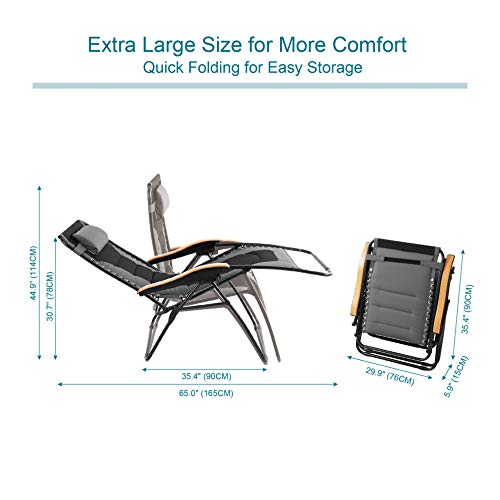 PHI VILLA Oversize XL Padded Zero Gravity Lounge Chairs Adjustable