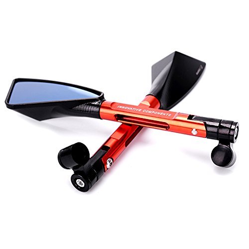 Frenshion Aluminum Universal Motorcycle Rear View Mirrors Blue Glass Curved Rod For Street Bike Sport Bike Scooter CRUISER(Ornage)
