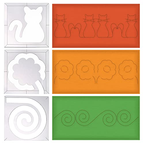 Low Shank Free Motion Quilting Template Set, 3 Quilting Templates, 12