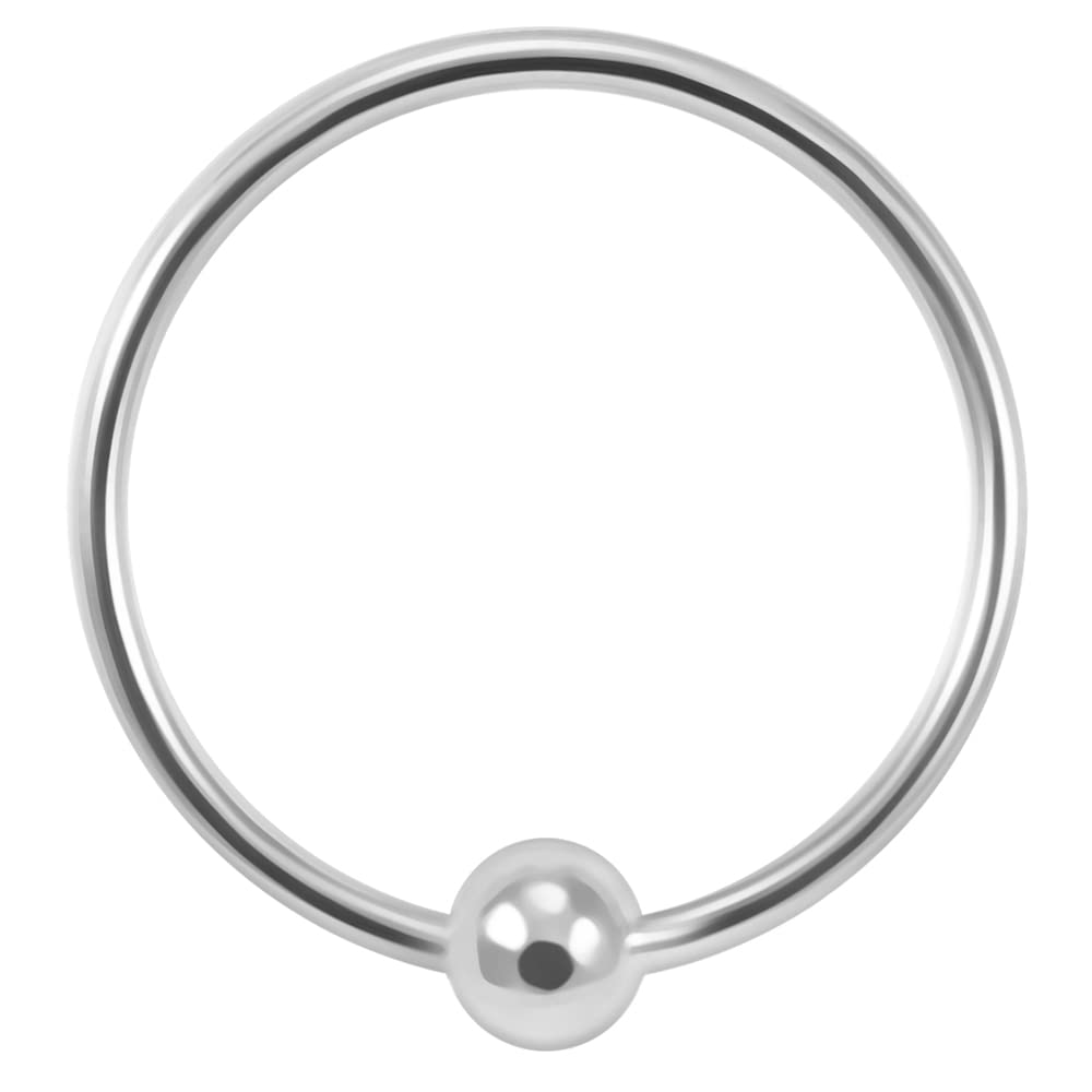 AZARIO LONDON 10MM Diameter - Captive Bead Hoop Nose Ring 925 Sterling Silver Nose Piercing Ring