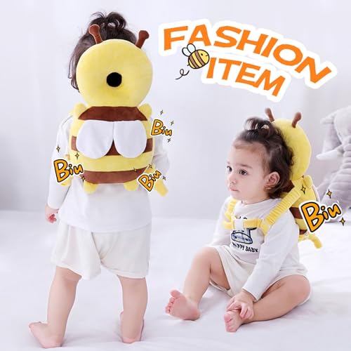 Bambebe Head Protection for Babies Soft Anti-Fall Pillow Child Head Protector Children Adjustable Backpack Head Saver Babies Helmet First Steps Backpack for Children (Bee)