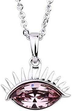 LIANGZHILIAN Glamorous Eye Women Swarovski Crystals Pendent Silver Plated Adjustable Necklace Gift for Her (pink)