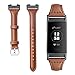 Oitom Slim Leather Bands Compatible Fitbit Charge 3 /Charge 3 SE Band Women Men Small Large,Slim Fashion Design Premium Leather Replacement Band Wrist Accessories Straps(Brown)