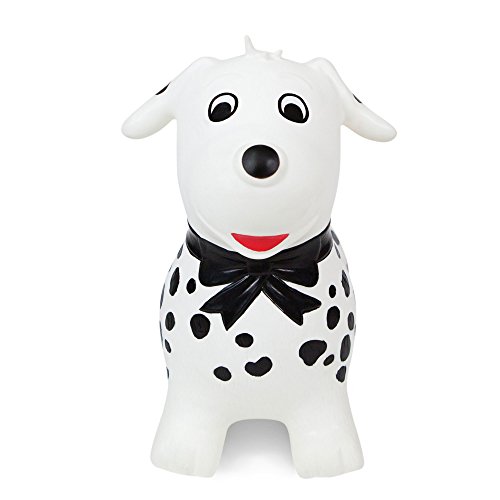 WADDLE Jumping Horse with Pump-Bouncy Horses Animals Hopper-Toddlers Inflatable Bouncing Horse Toys (White Dalmatian)