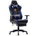 Ficmax Ergonomic Gaming Chair with Footrest Reclining Computer Gaming Chair with Massage, High Back Gamer Chair for E-sport, Racing Style Home Office Chair with Headrest and Lumbar Support(Blue/Black)