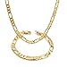 Mens 18k Yellow Gold Plated 24in Figaro Chain Necklace 5.6 MM & Bracelet Set nn