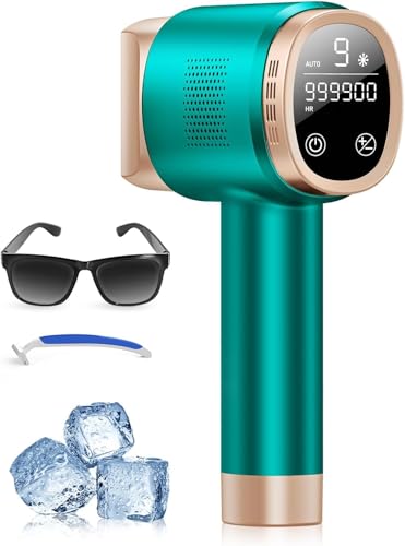 Pulsed Light Epilator with Ice Cooling Function, LCD Touch Screen, Automatic Scrolling Mode, Pulsed Light Epilator for Women and Men, Face, Armpits, Bikini, Body