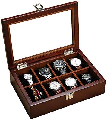 Solid Wood Glass Lid Organizer Case Box with Glass Display for Watch and Jewelry